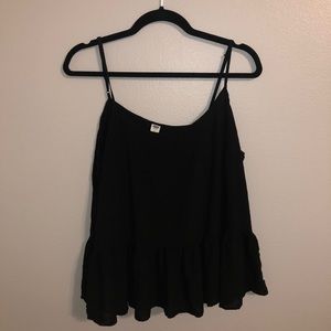 black ruffle top